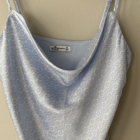 Hollister Pastel Blue Satin Cowl Neck Slip Dress - Picture 3 of 7